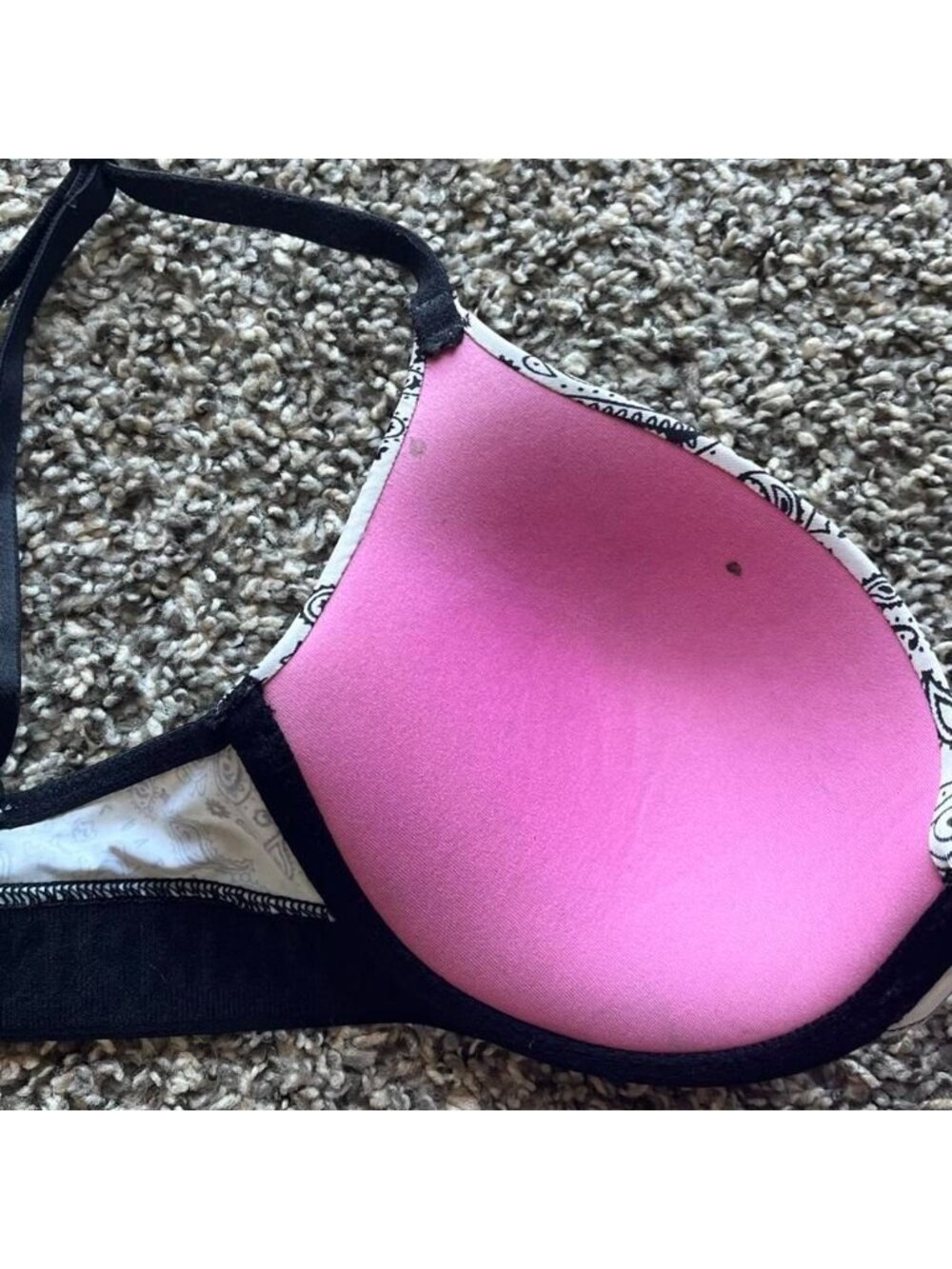 Victoria's Secret Women's Bra Black & White Paisley Size 32D Flirty Padded Girly - Picture 5 of 8